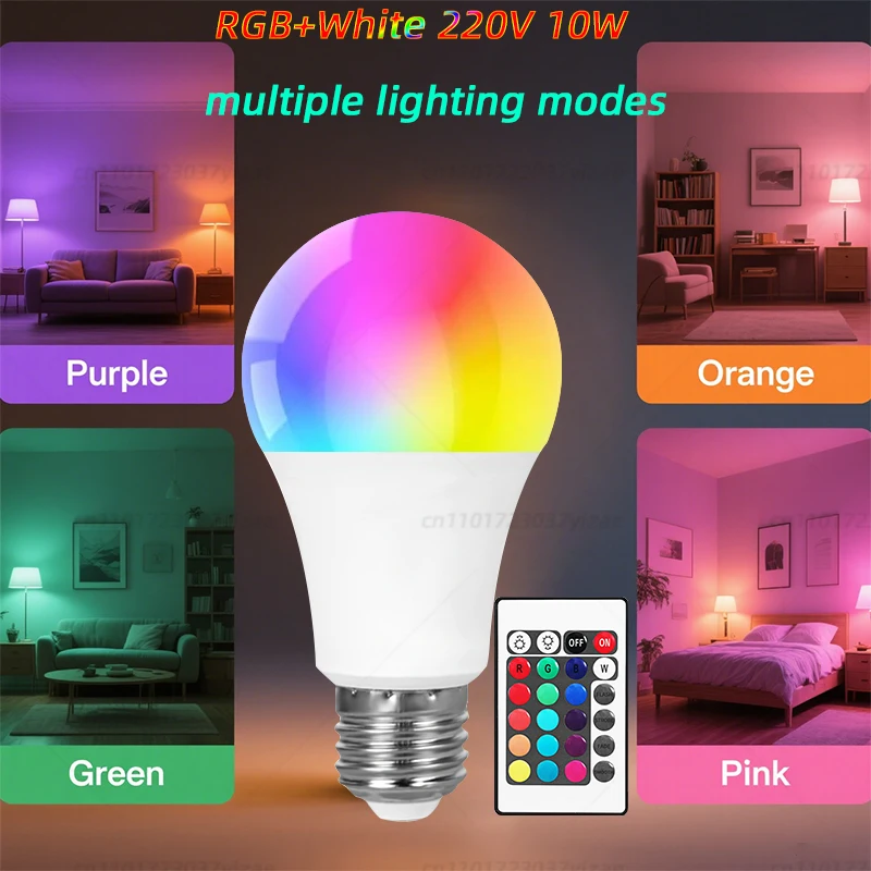 220V IR Remote Control LED Bulb, Dimmable RGB+White Color Changing Light Bulb, E27 Base, for Home/Party/Decor, Energy Saving view 4