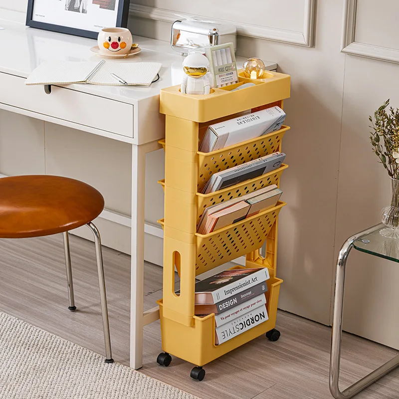 Simple, Mobile And Versatile Storage Rack On Wheels For Books And Documents In The Home, Office And Classroom