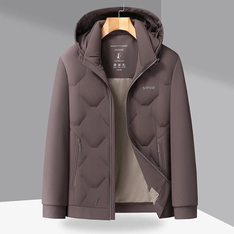 الشتاء الرجال الحرارية مقنعين معطف الأساسية الأبيض بطة نفخة السترات النبيذ الأحمر أسود رمادي خفيفة الوزن ملابس خارجية دافئة ملابس مريحة 2025 #1