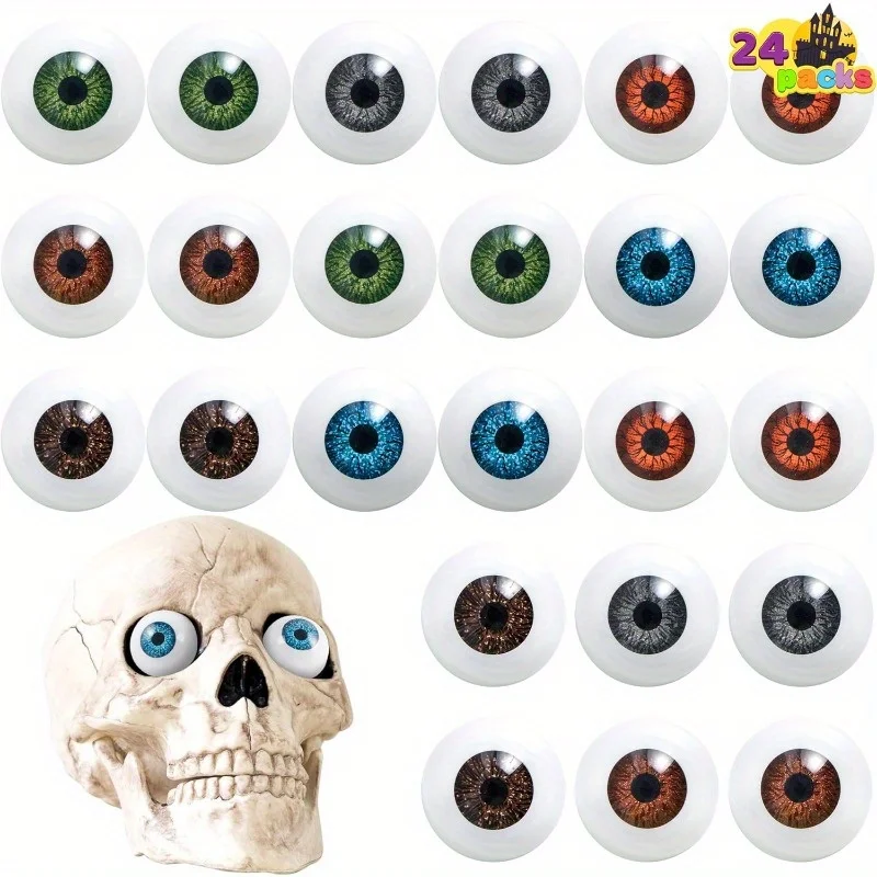 24 PCS Halloween Eyeballs Trick or Treat Scary Realistic Eyes Prop Supplies, 12 Pair Hollow Plastic Eyeballs for Halloween Party Decoration