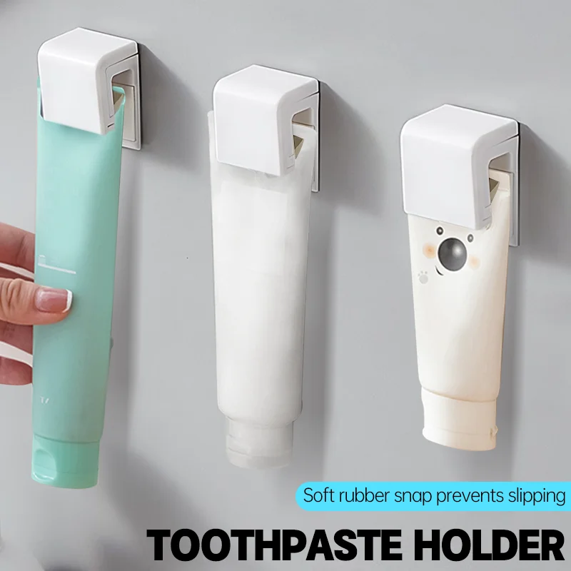 Wall Mount Bathroom Toothpaste Holder Facial Cleanser Storage Rack Punch-free Toothbrush Holder Cosmetics Rack Storage Rack