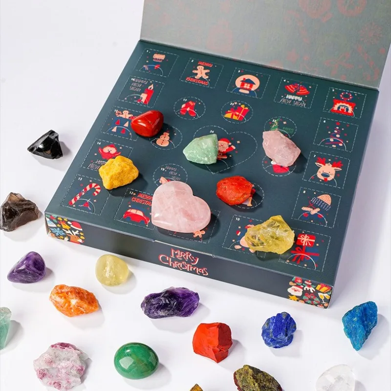 24 شبكة عينة معدنية من الكريستال الطبيعي تقويم القدوم صندوق مفاجأة عيد الميلاد للأطفال مجموعة هدايا الحفلات الممتعة #5