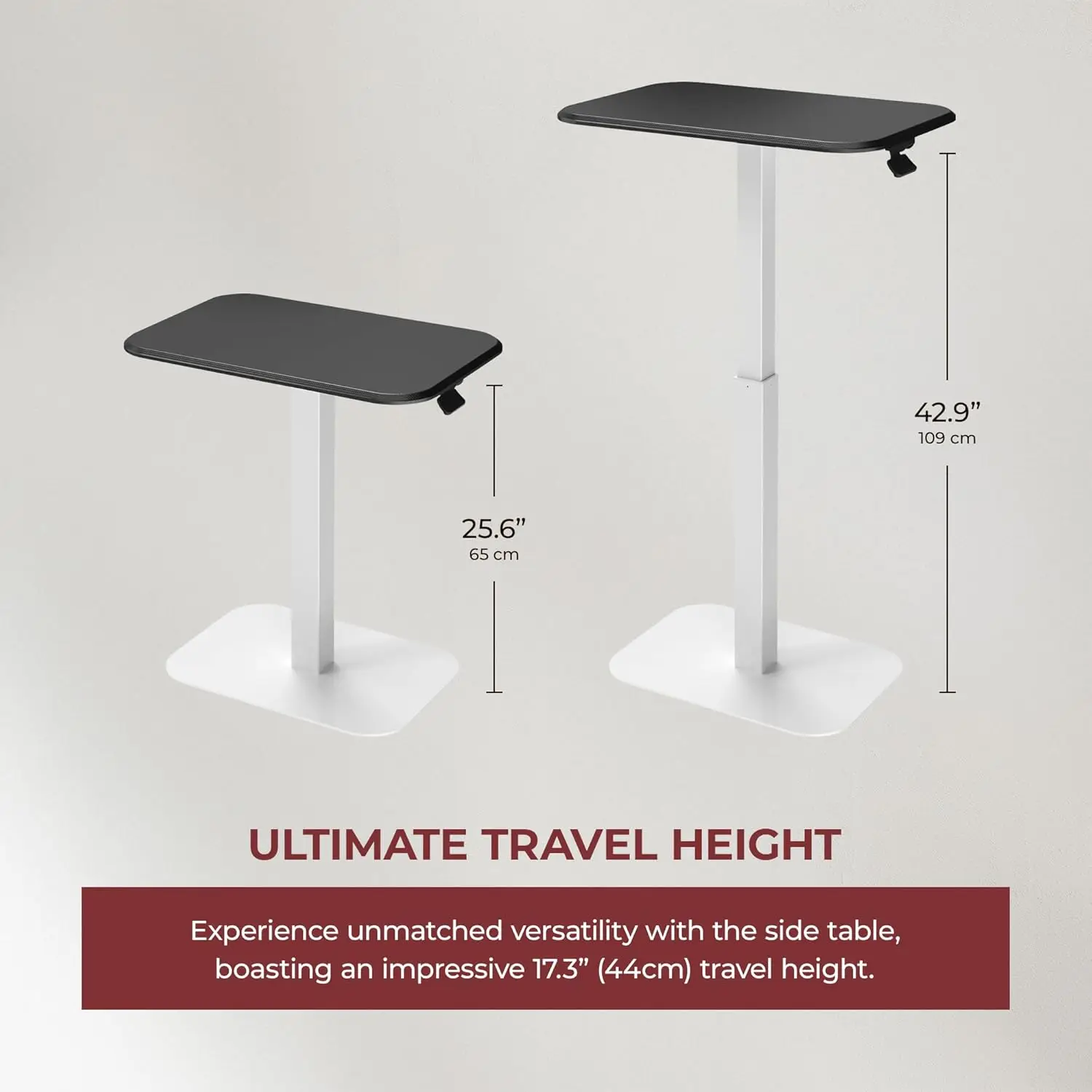 Height Adjustable Side Table, Versatile Accent for Home or Office, Effortless Adjustable Height with Precision Engineer