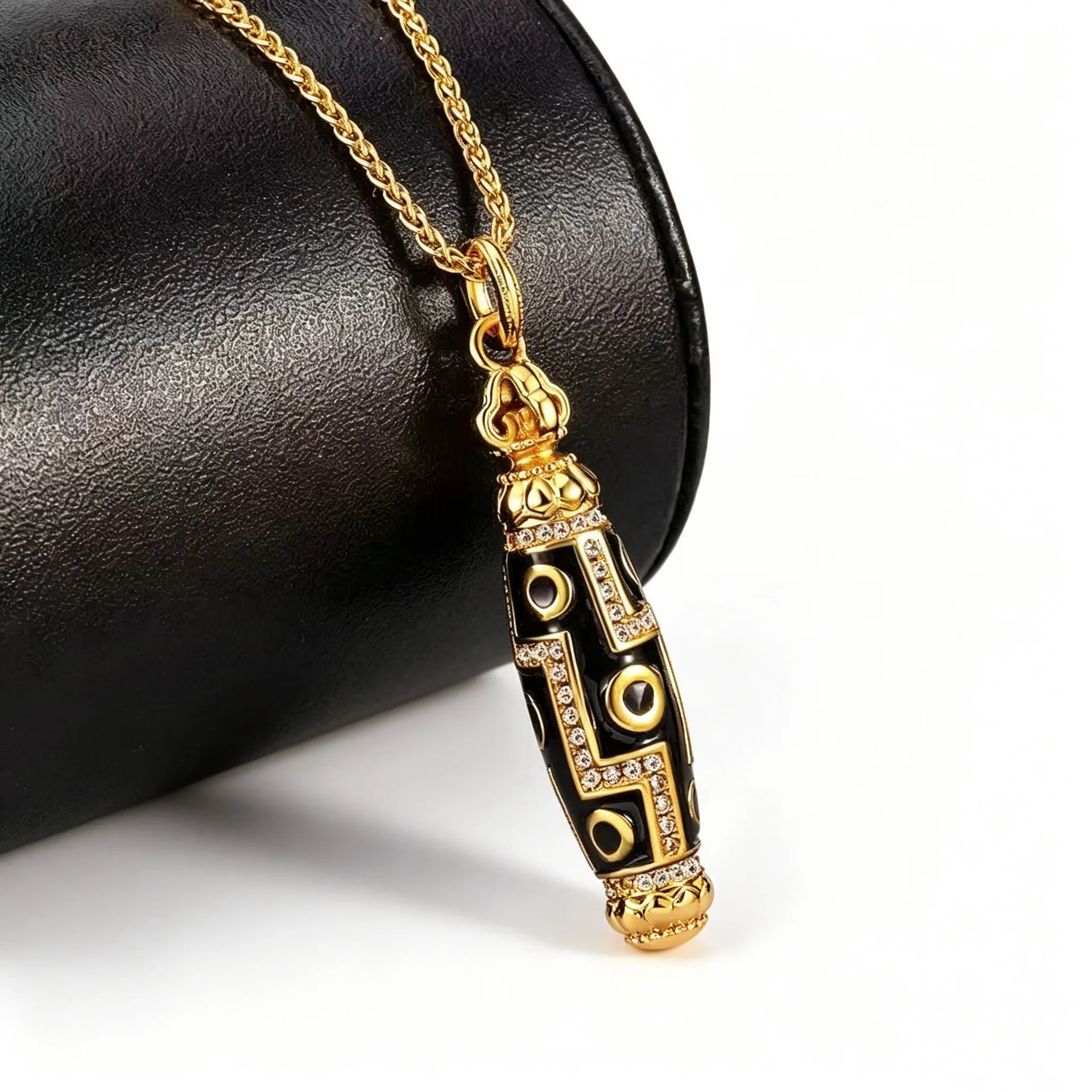 luxury real gold jewelry 24k certifid micro-encrusted diamond bead pendant au9999 pure gold exquisite sweater chain fashion