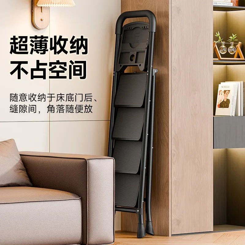 Household Ladder Folding Telescopic Ladder Thickened Herringbone Ladder Multi-functional  Indoor Climbing with Tool