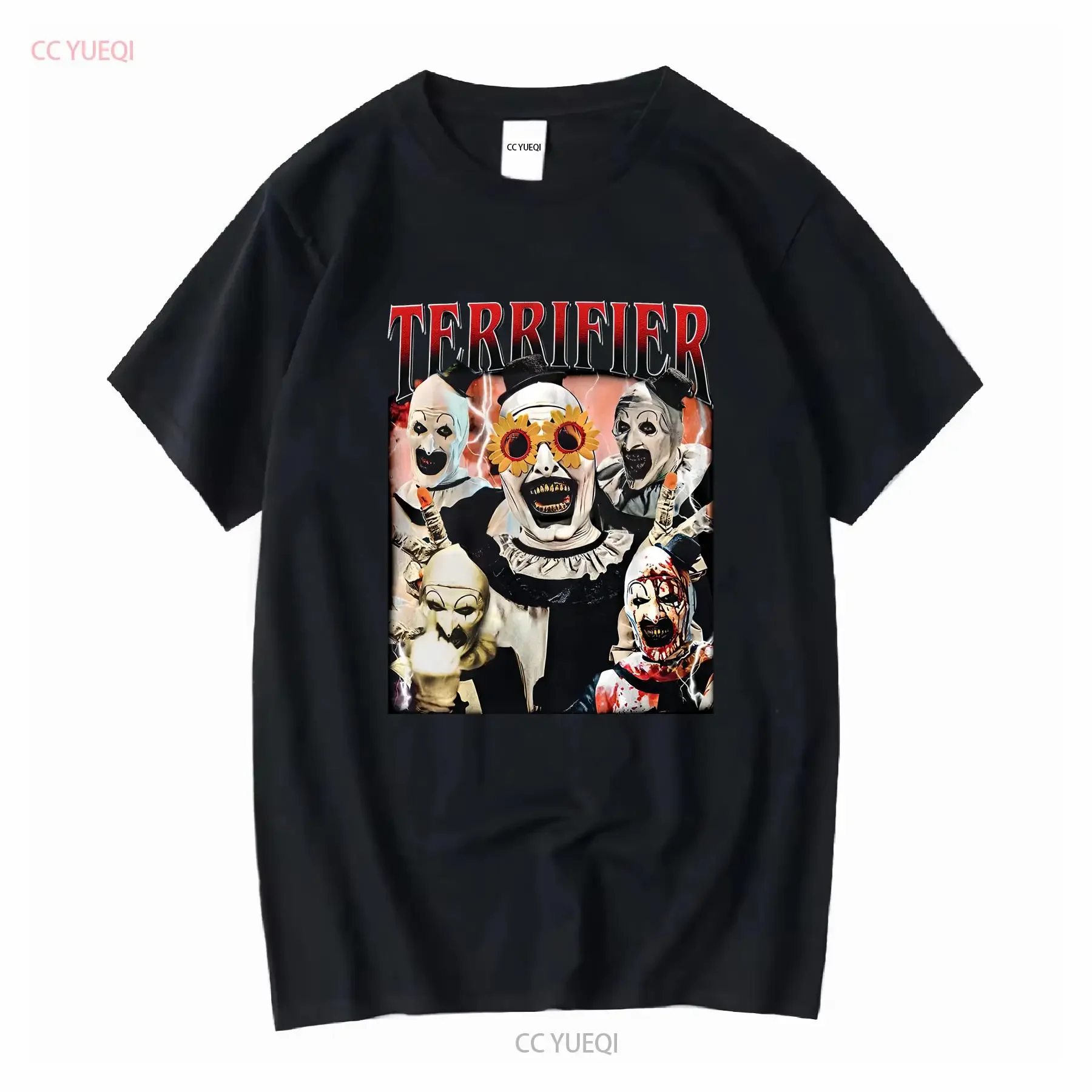 Vintage Terrifer t-shirt pour femme et homme Halloween vintage lavé respirant homme décontracté graphique mode polyvalent