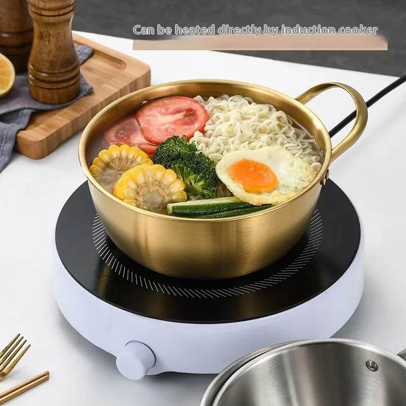 Stainless Steel Salad Bowl with Handle and Ear, Thickened Mixing Bowl for Egg Beating, Ramen Noodle Bowl