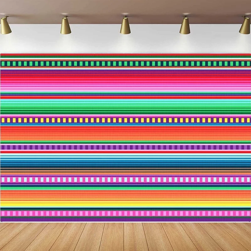 

Photography Backdrop Mexico Fiesta Dragon Cinco De Mayo Baby Shower Striped Color Background Interior Decoration Banner
