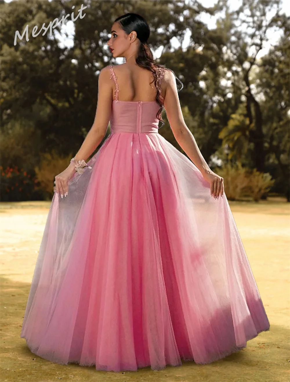  Fashion A-line Floor Length Quinceanera Applique Flower Lace Net/Tulle Party Saudi Arabia es