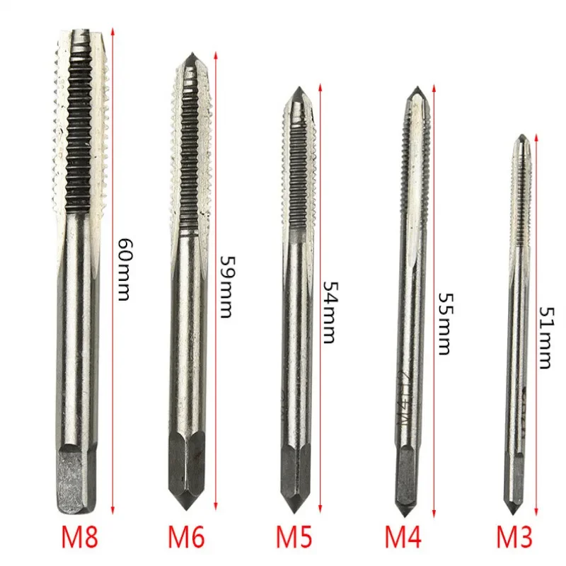 5PCS/7PCS/Set HSS M3 M4 M5 M6 M8 M10 M12 Machine Straight Fluted Screw Thread Metric Plug Hand Tap Drill Set Hand Tools