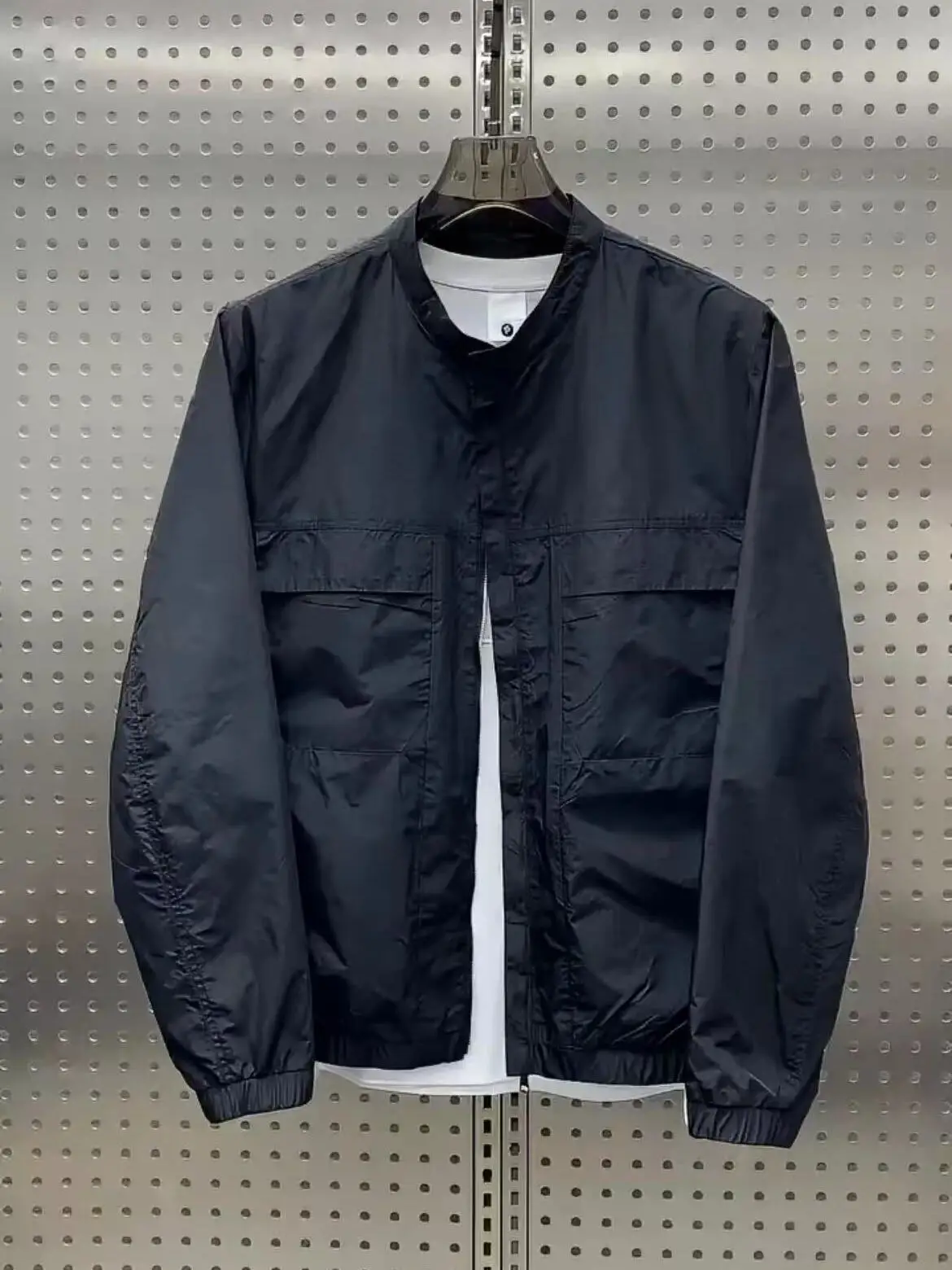 

Casual Sle Baseball Jaet Slim Fit Henry Collar ort irt Workwear Collar Versatile Spring Autumn Polyester Fiber Zipper...