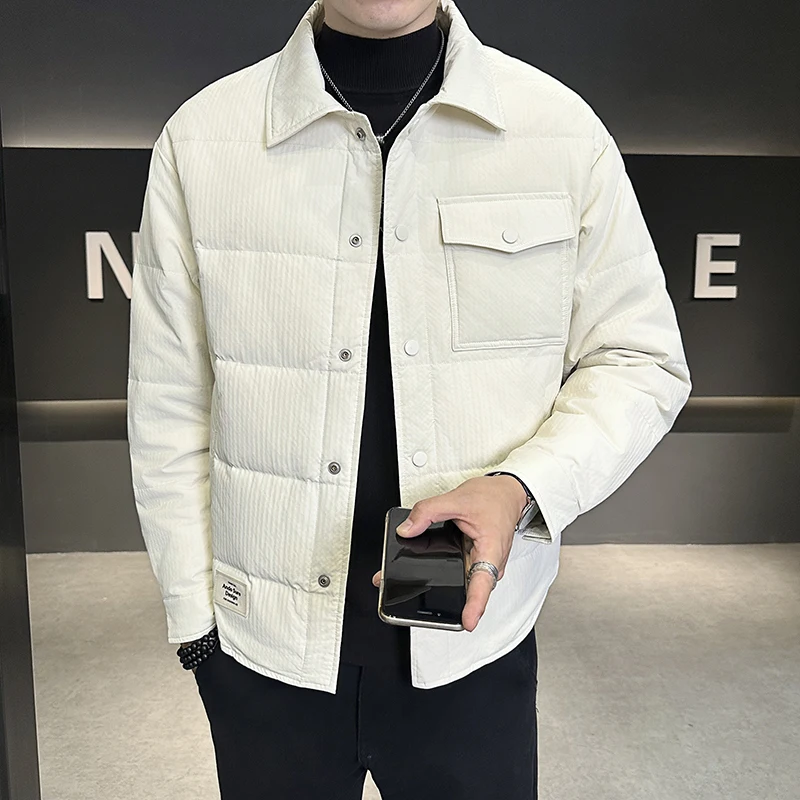 Men's Duck Down Puffer Jacket, Warm Windproof Streetwear Coat