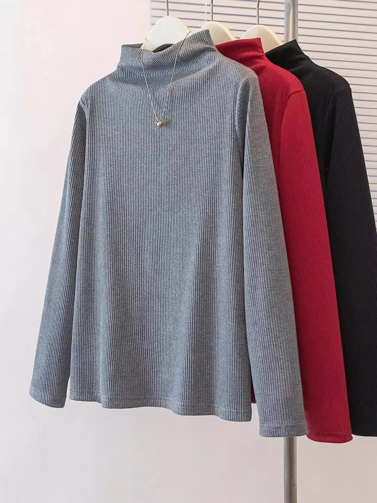 

plus Size Women's Long Sve T-irt f High Collar Korean Sle Commute Faion Autumn Winter Thiened Inner Wear Top