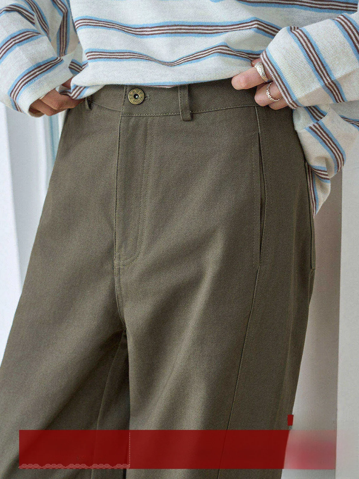 

MoZa High Waist Straight Leg Casual Pants Women's Deep Grey Loose Slimming Wide Leg Floor-Length Trousers Spring 2026