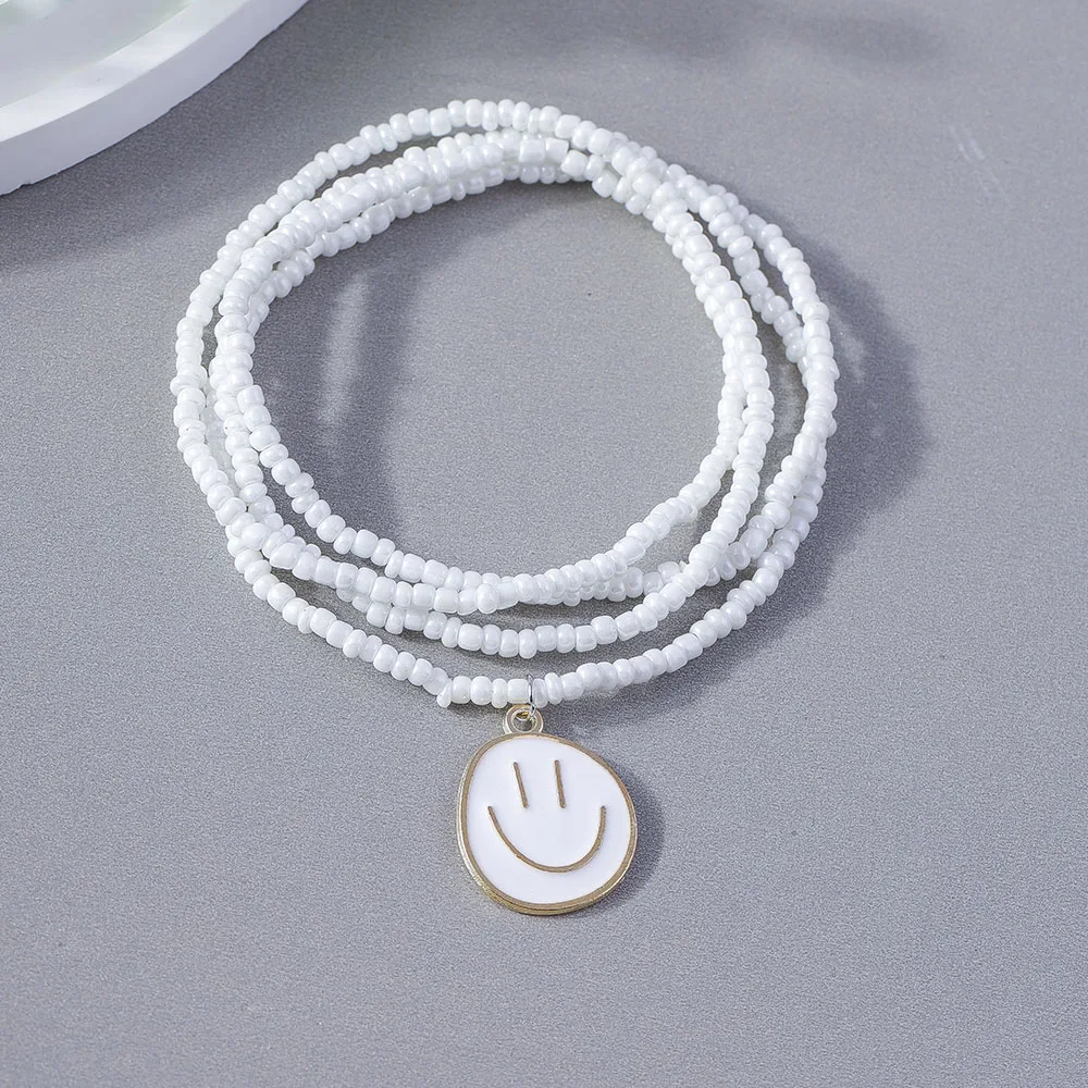 Aihua Bohemia Niedliches Lächeln-Gesichtsarmband für Frauen, buntes mehrschichtiges Perlen-BFF-Armband für beste Freunde, Kinder, Geburtstagsgeschenke – Detail 7