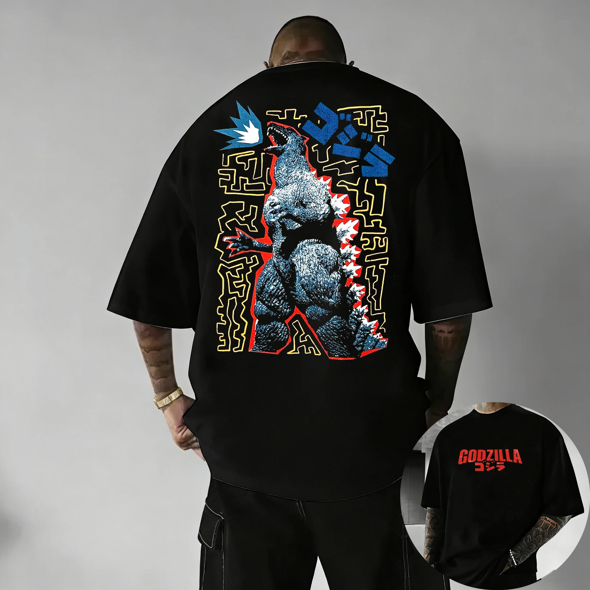 2026 New Hot Anime JP Movie Godzilla Vintage Print Cotton T-Shirt Men Women Kids Family Clothes Short-Sleeve Casual Tee Tops - view 4