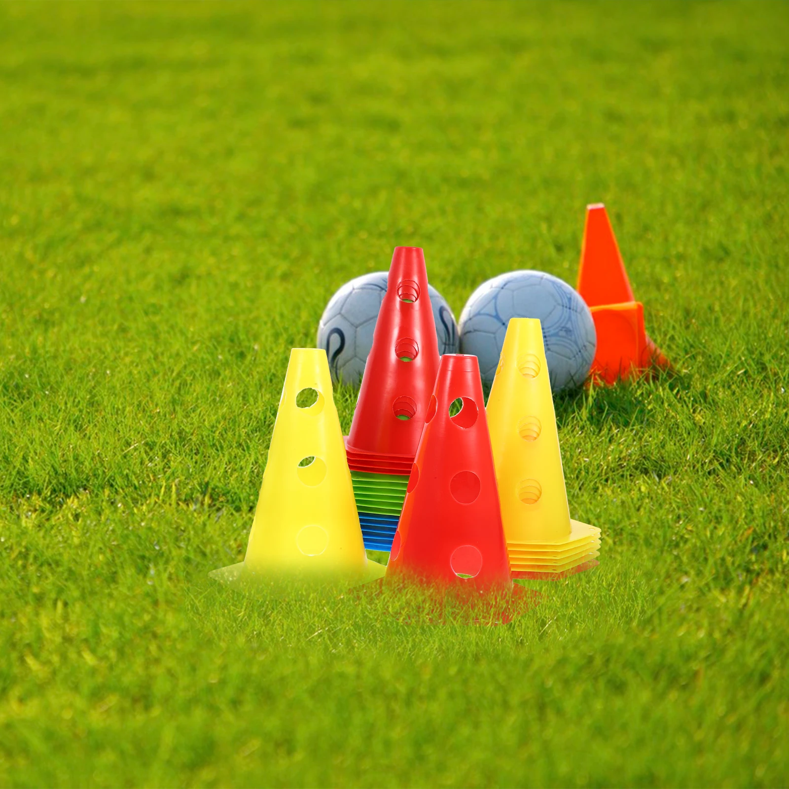 24 pçs cones de treinamento marcação plástico esportes segurança no trânsito futebol basquete tênis pe material resistente