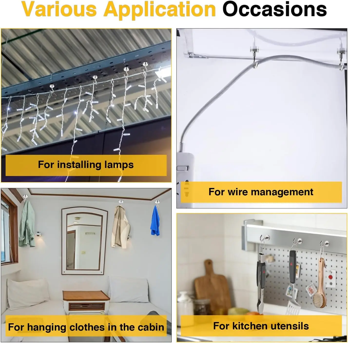 10/30/50PCS Strong Magnetic Hook Heavy Duty Magnet Hanger Hook For Keys Coat Storage Multi-Purpose Fridge Sticker - view 5