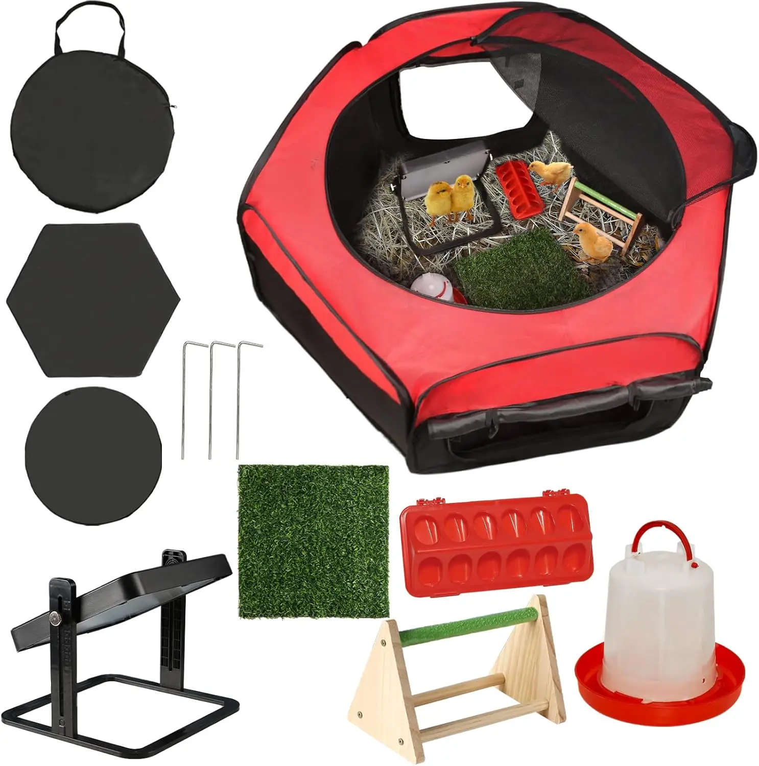 

Upgraded Dual Door Chicken Brooder Pen with Heating Plate, Feeder & Waterer for Up to 15 Chicks