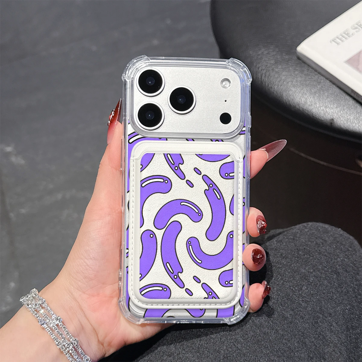 Funda de Teléfono Flexible Transparente de TPU Suave con Bolsillo para Tarjetas para iPhone 17 16 15 14 13 Pro Max Plus, Compatible con Carga Magnética