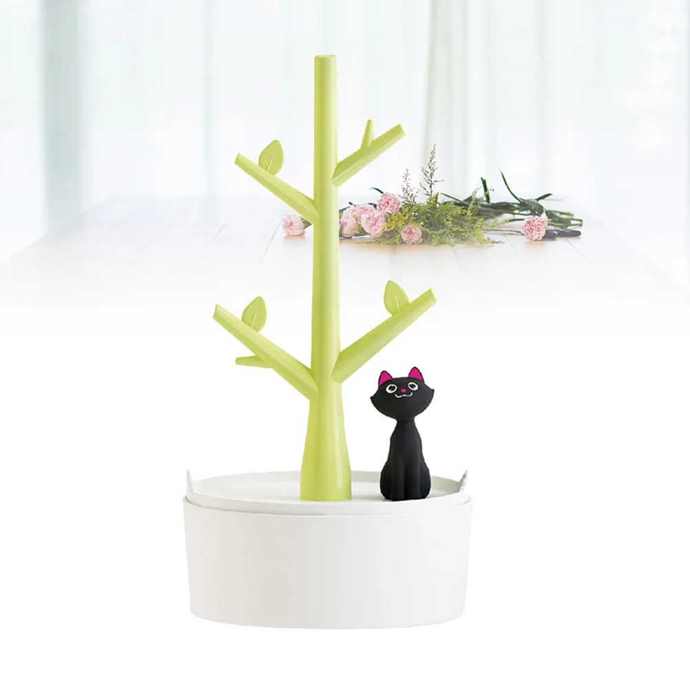 

Tree Shape Jewelry Display Stand Green Vertical Organizer Kitten Storage Rack Jewelry Holder Necklace Earring Organizer