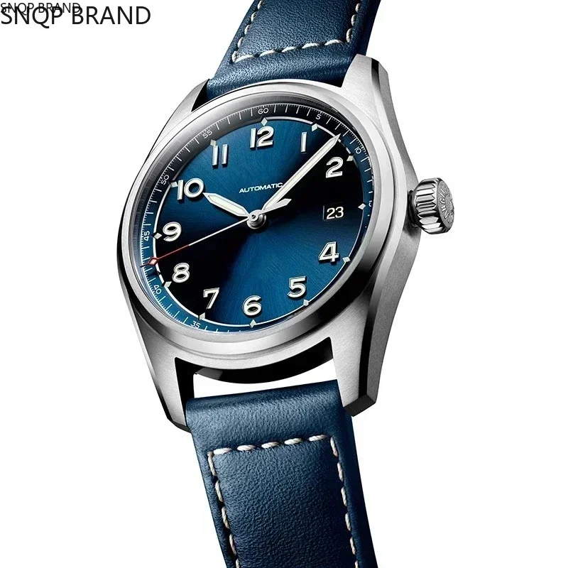 

Luxury New Pioneer Automatic Mechanical Mens Watch Blue Leather Relogio Masculino