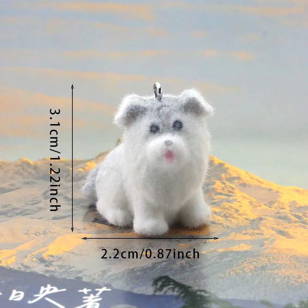 20Pcs 3D Flocking Resin Puppy Charms Animal Plush Dolls Dog Pendant for Necklace Earrings Keychain Making DIY Jewelry Accessorie