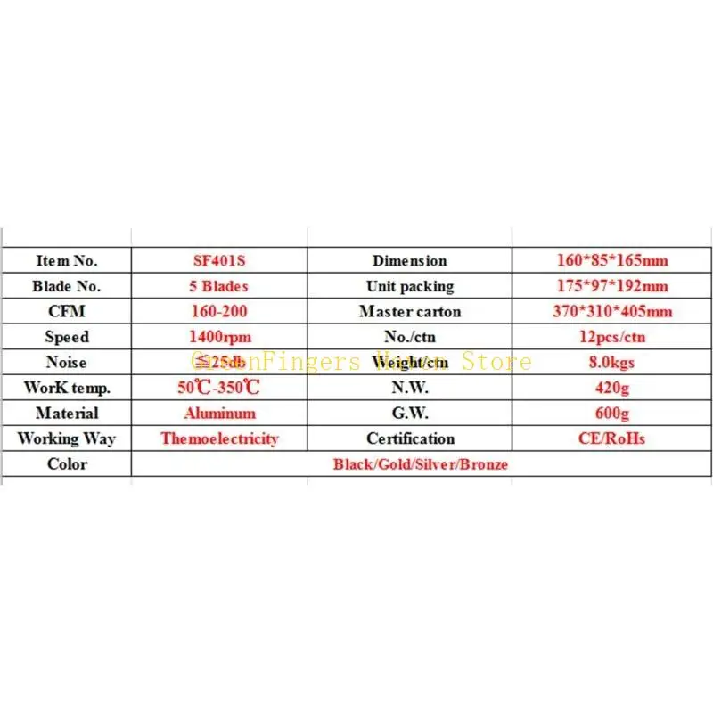 F68D مصممة حديثا تعمل بالطاقة الحرارية موقد مروحة أكبر تدفق الهواء تعمل بالطاقة الحرارية موقد الموقد كفاءة توزيع الحرارة