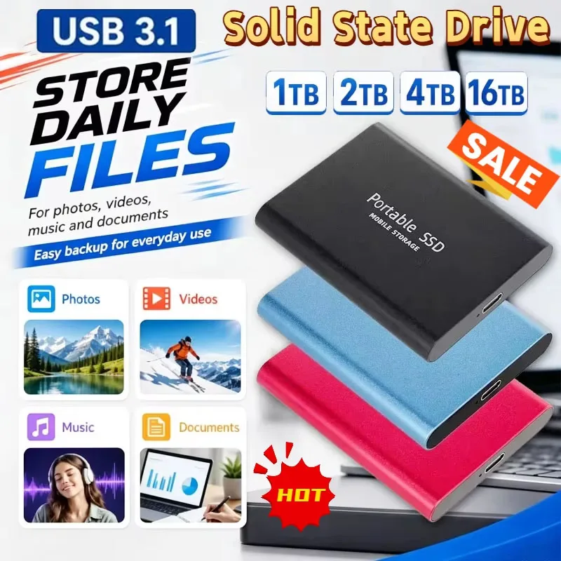 256TB SSD High-speed SSD USB 3.1 Enclosure Mobile Hard Drive Cases for SSD External Storage HDD Box With USB3.1 Cable ABS
