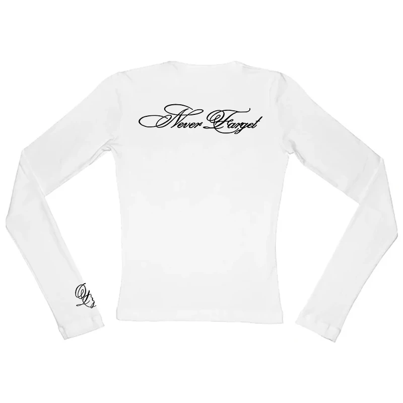 Damska koszulka z długim rękawem w stylu goth punk retro hip hop z nadrukiem liter, dopasowany krój, krótki top, ubrania w stylu emo streetwear z lat 2000. i Y2K.