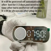 Wireless Bluetooth Speaker Mirror LED Digital Alarm Clock FM Radio USB Plug-in TF Card Desktop Music Player Bedroom Office Gift