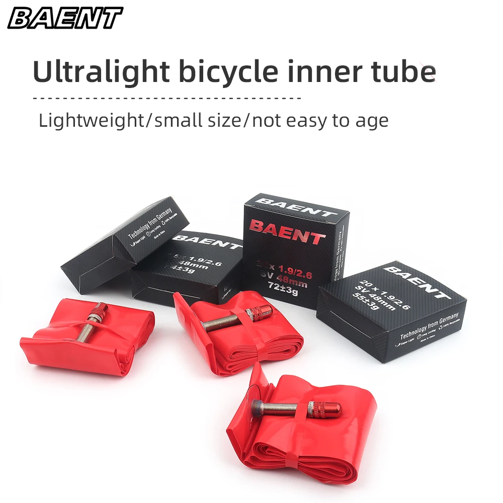 BAENT Ultralight MTB Mountain Bike Tire 20/26/27.5/29 Inch FV/SV 48/60MM 1.26-1.75 1.9-2.7 Bicycle Inner Tube