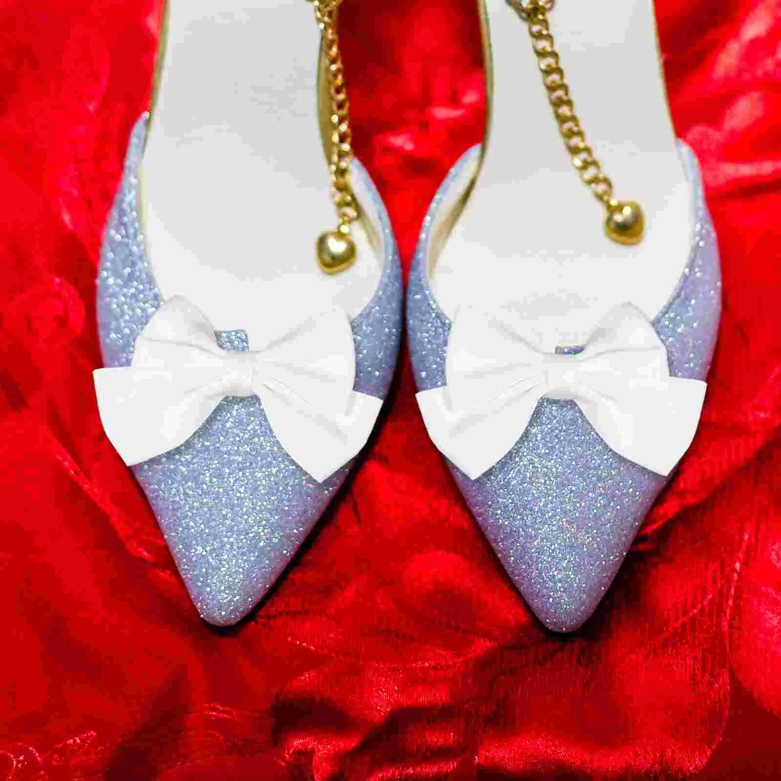 2 Pcs Wedding Shoes Bow Buckle Women's Very Boots Charms Fabric Rhinestone Heels Decor