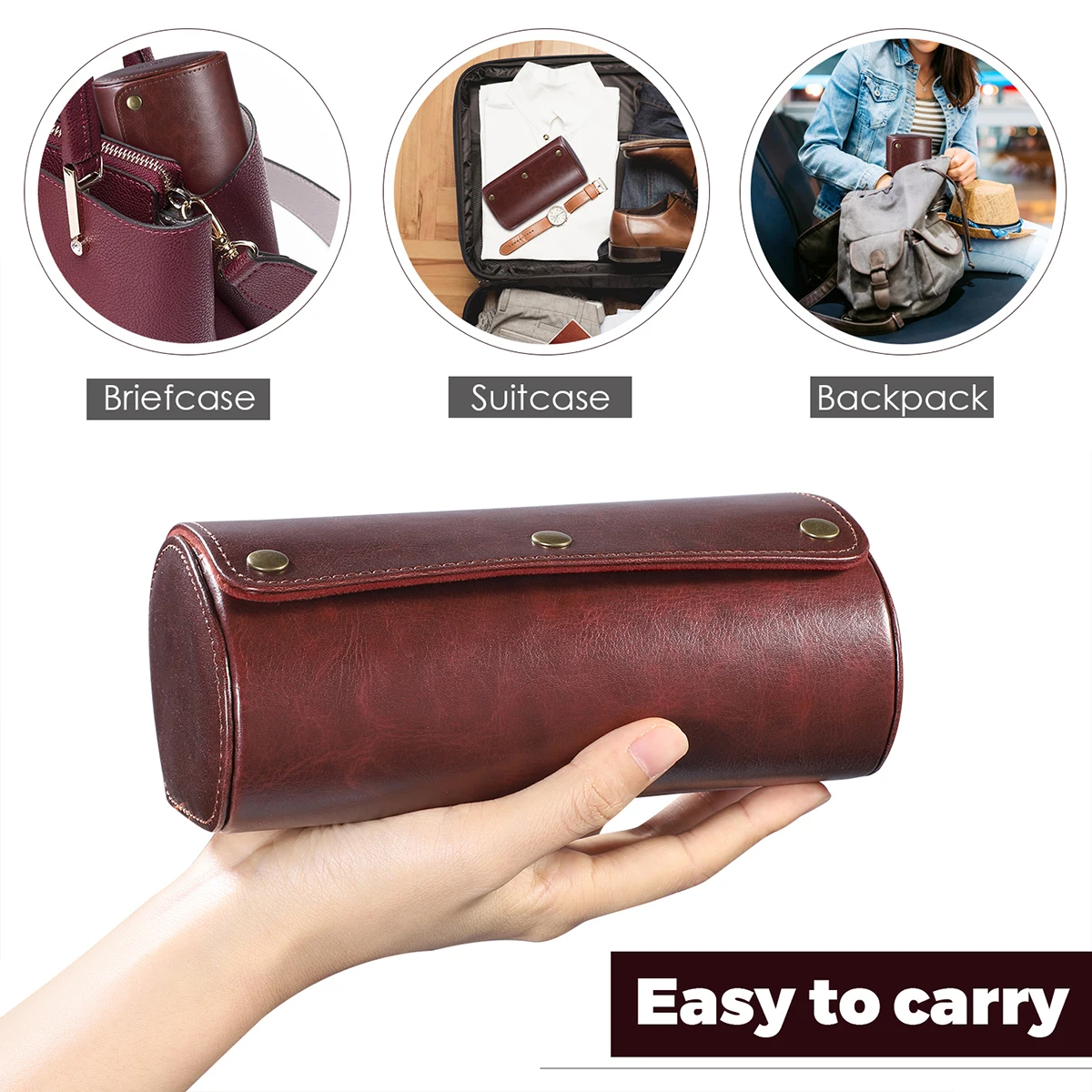 2 Slots PU Leather Watch Box Roll Travel Watch Case Wristwatch Bracket Holder Display Case For Travel Business Trip