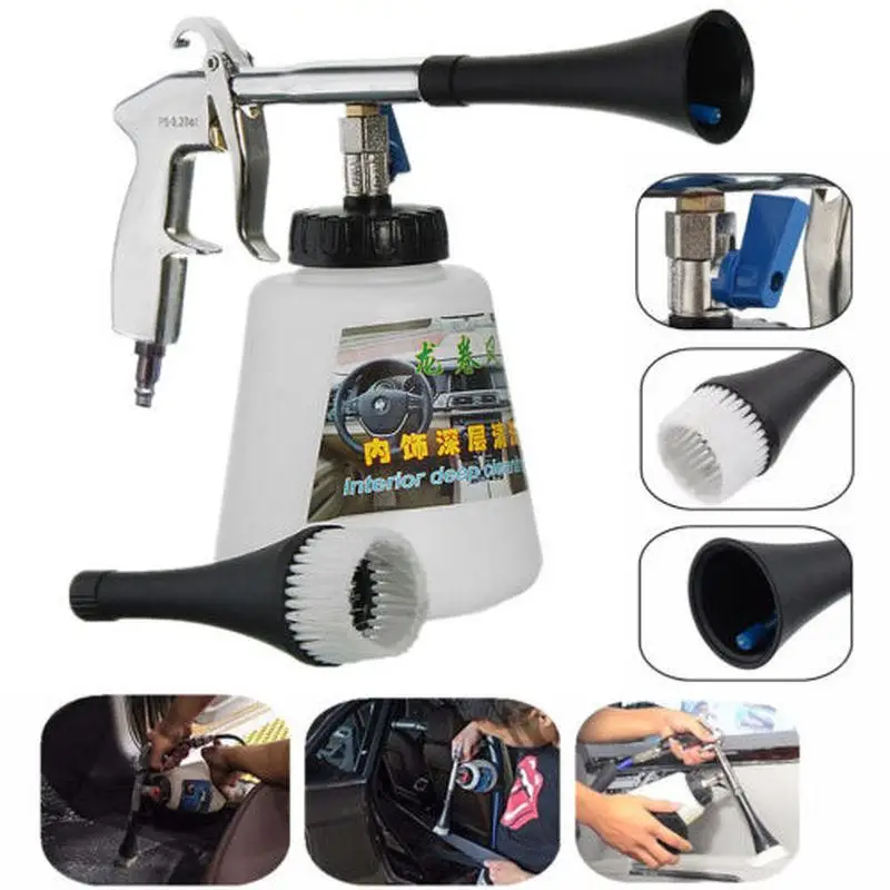 Soprador de Poeira Pneumático Tornado Cyclone para Limpeza de Interiores de Carros, Pistola de Ar de Alta Pressão Portátil com Escova