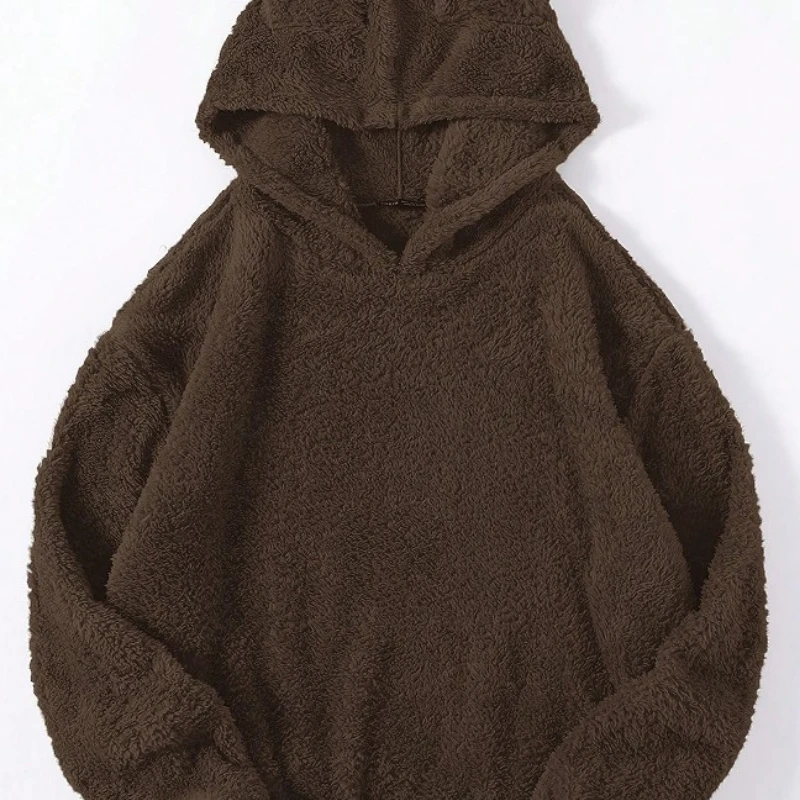 Autumn Winter New Fashion Solid Long Hoodies Sleeve Lamb Wool Sweatshirts Women's Clothing Casual Pockets Korean Loose Chic Tops