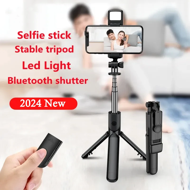 3 In 1 Wireless Selfie Tripod With LED Fill Light Lamp Bluetooth Shutter Remote Control Portable Foldable Monopod for Cell Phone