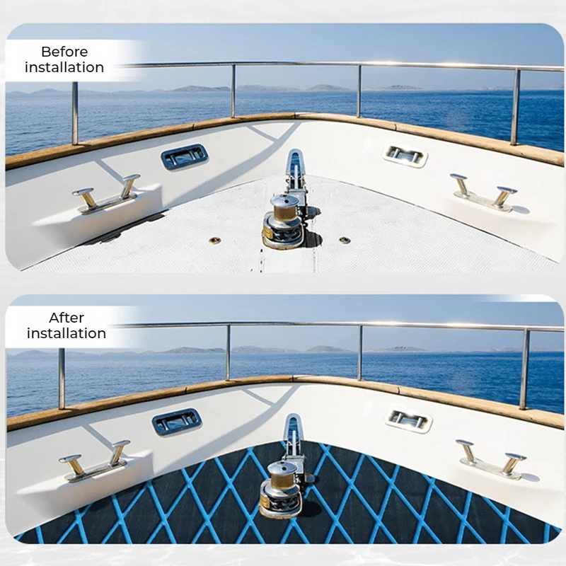 2400x450x6mm EVA Self-Adhesive Diamond Shapes Foam Boat Flooring Faux Teak Decking Sheet Pad For Boat  Yacht RV Deck Sheet Mat