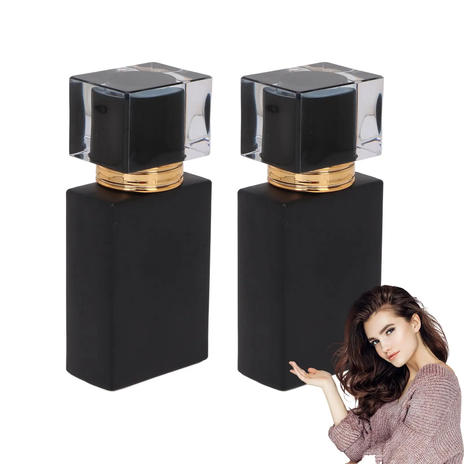 2pcs perfume bottle empty, refillable spray perfume bottle, empty perfume bottle, 50ml frosted glass bottle perfume atomizer