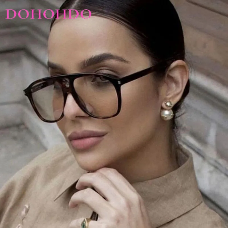 

DOHOHDO Fashion Oversized Double Bridges Pilot Men Sunglasses Vintage Rivets Women Blue Trending Punk Sun Glasses Shades UV400