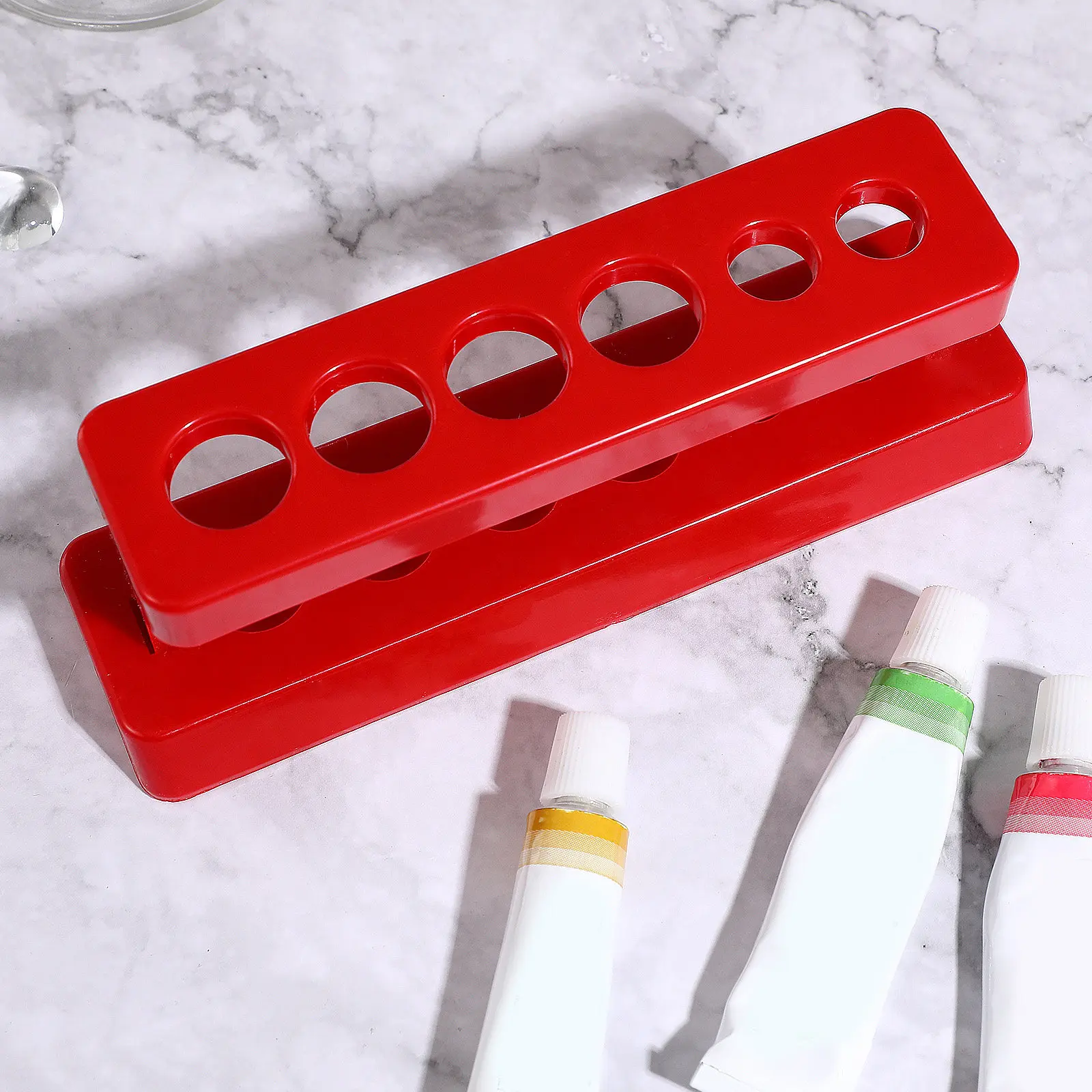 3Pcs Test Tube Organizer Plastic 6-Hole Tube Rack for 15Mm 16Mm 17Mm Tubes Stable Flat Base Laboratory Science Education