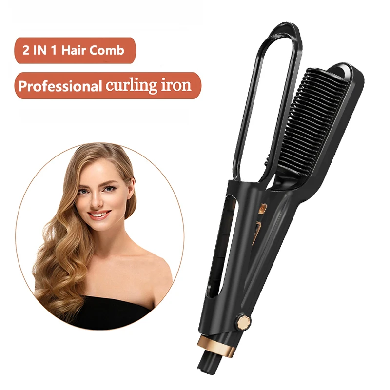 

Anti Scald Electric Hair Straightening Comb 2 in 1 LED Digital Display Portable Hair Straightener Smooth Comb Teeth