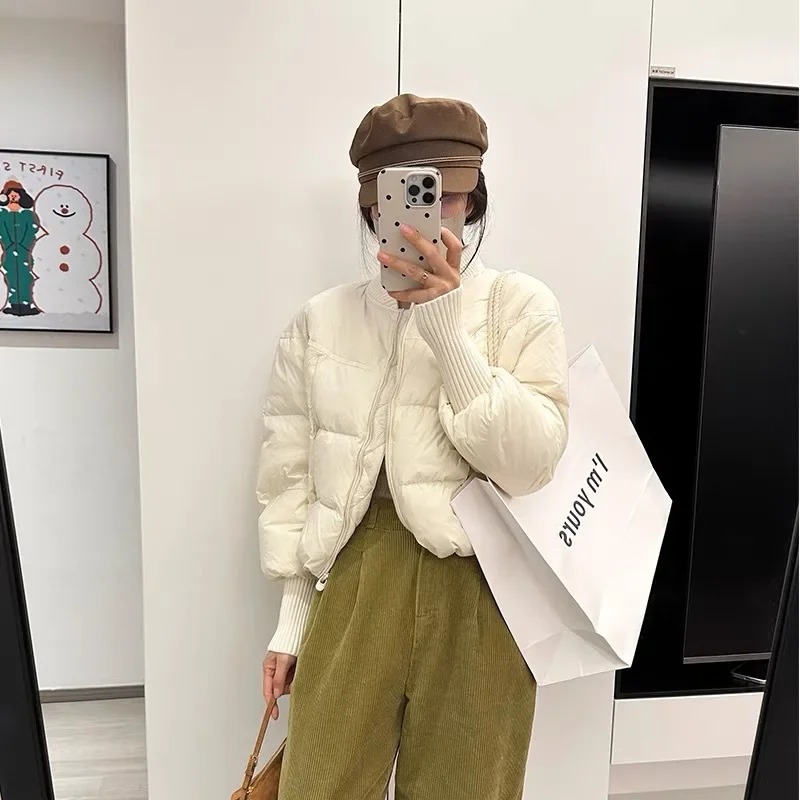 Модная хлопковая пуховая куртка для женщин, новинка 2024, зимняя свободная и простая куртка с бейсбольным воротником, короткая повседневная куртка