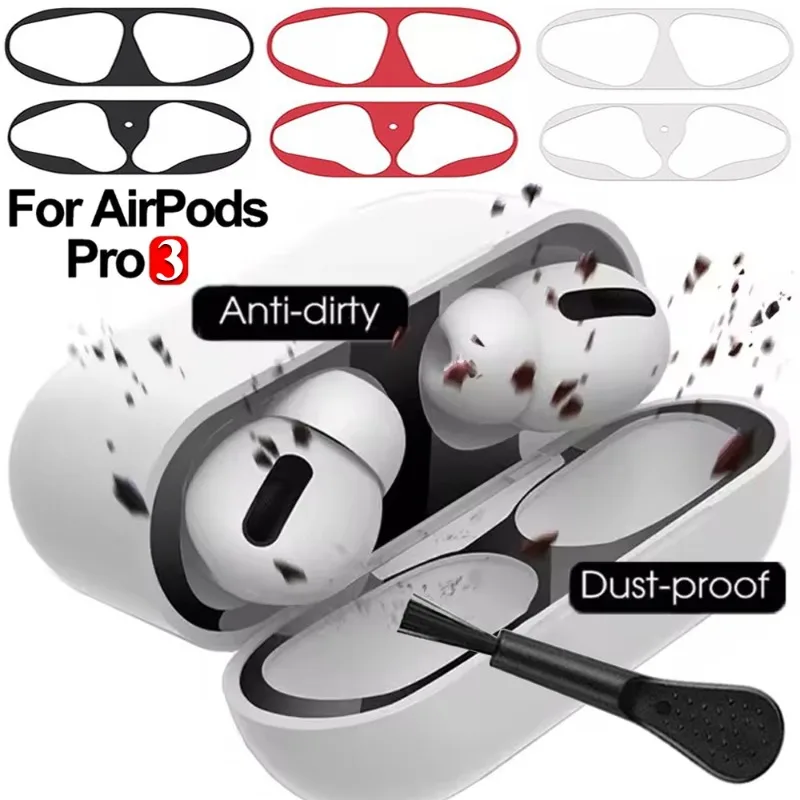 For Airpods Pro 3 Metal Dust-proof Sticker Ultra-Thin Film for Apple AirPods Pro 3 Dust Guard Headphone Charging Box Accessories