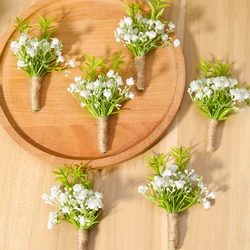 6 pezzi fatti a mano sposo e Groomsmen Boutonniere corpetto con spilla per decorazioni per feste di ballo di fine anno cena accessori per matrimoni