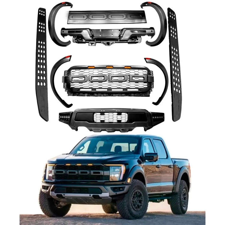 

Truck Bumper Grill Side Step Engine Hood Light Full Body Kits for F150 Body Kit 2021