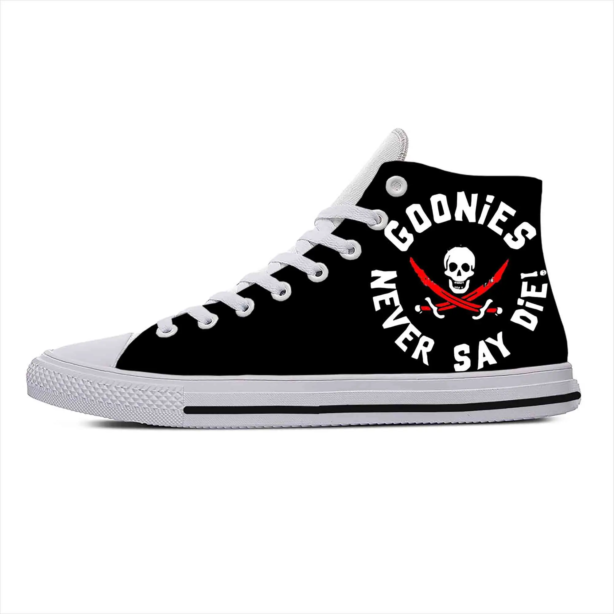 Die Skull Say Pirate Never Gothic Skull Goonies Casual Cloth Shoes High Top Comfortable Breathable 3D Print Men Women Sneakers