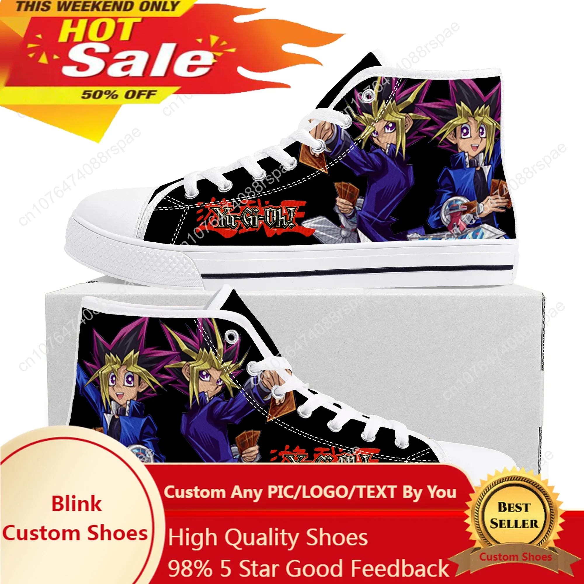 

Anime YuGiOh Card Game Yami Mutou Cartoon High Top Sneakers Mens Womens Teenager Canvas Sneaker Casual Couple Shoes