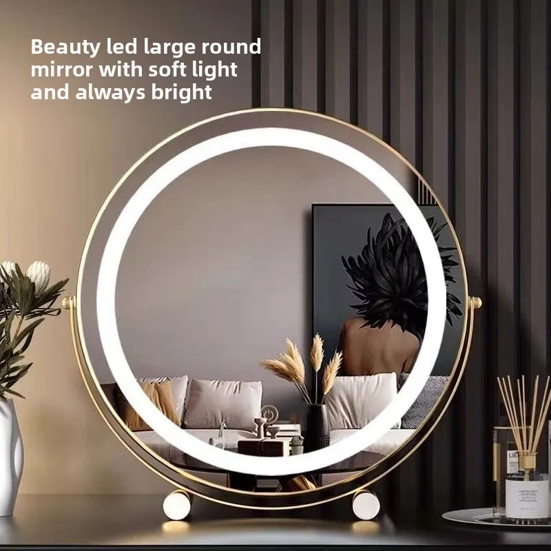 Lustro do makijażu na biurko 15,5 cala, obrotowe, z oświetleniem LED, idealne do akademika, popularne w sieci, inteligentne lustro do sypialni, toaletka z oświetleniem.