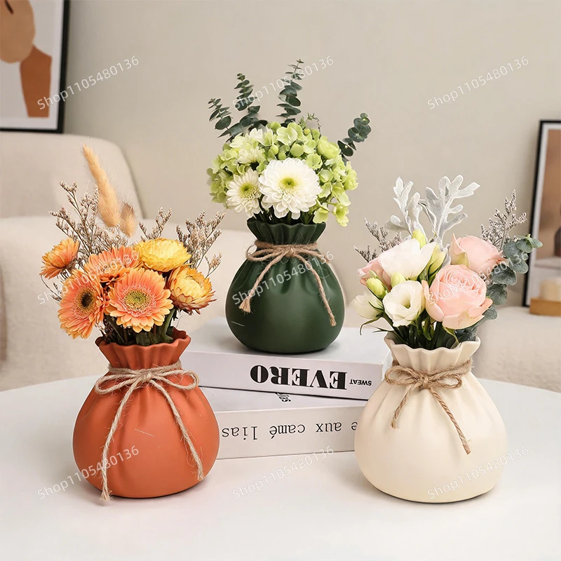 3D-Gedruckte Kordelzug-Vase Minimalistische Seilbündel-Blumenvase Wohndekor Trockenblumenvase Tisch Wohnzimmer Desktop-Dekoration